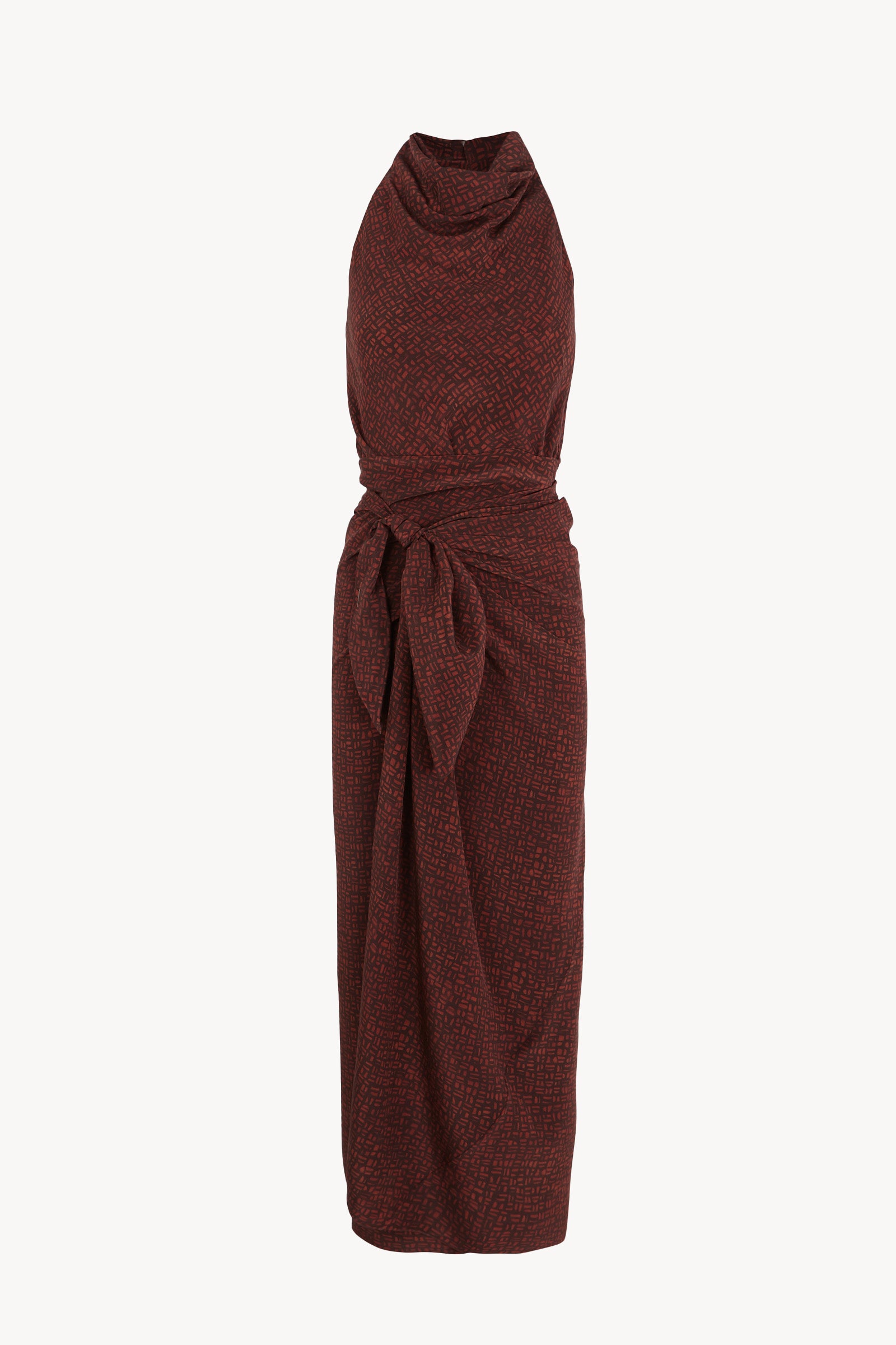 Corallo, kenta print silk halter dress