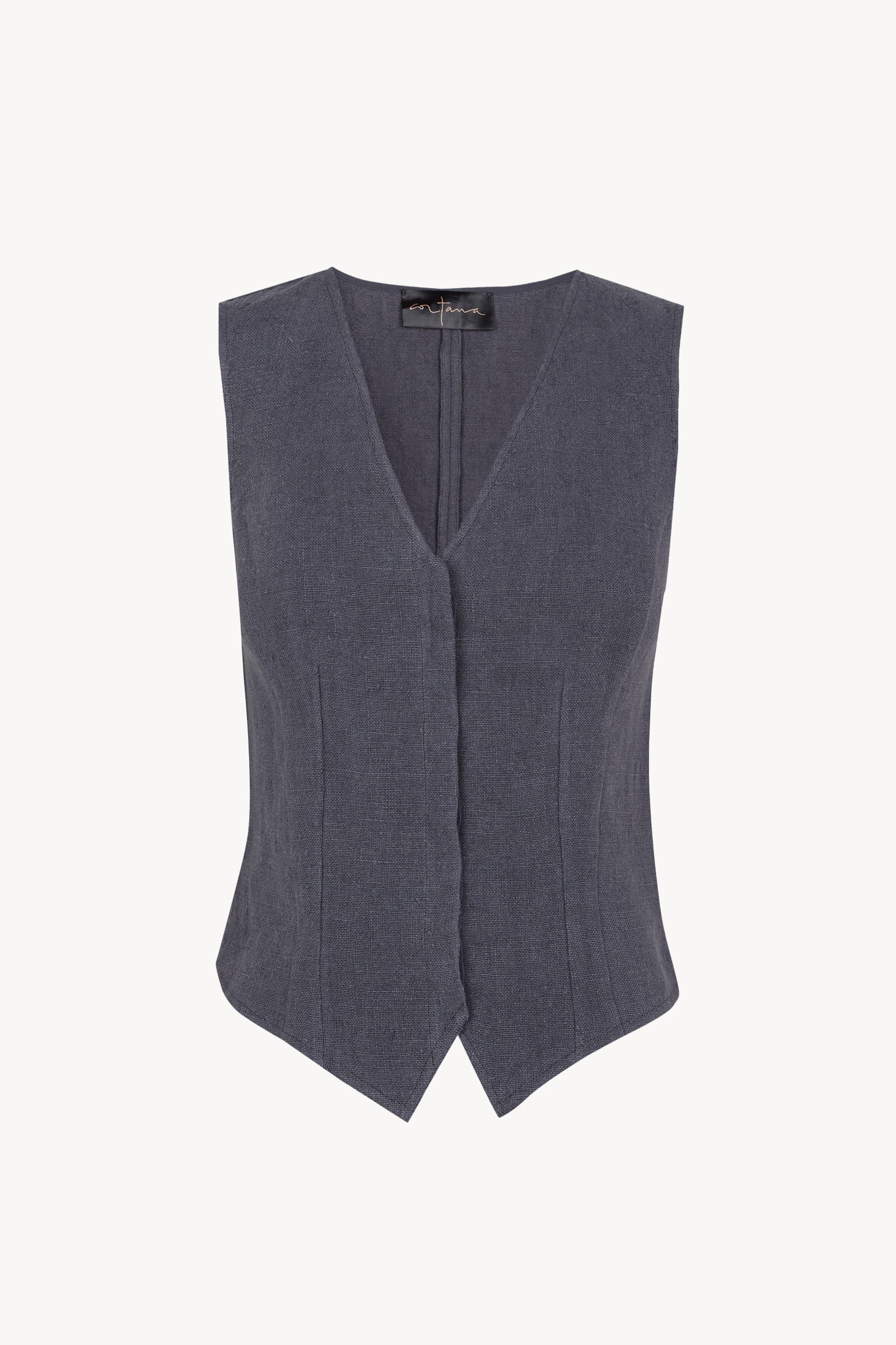 Costa, dusty blue linen vest
