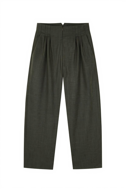 Cuento, dark green virgin wool pants