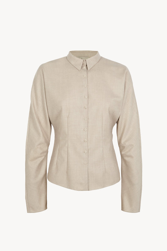 Cuento, beige virgin wool shirt