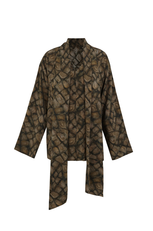 Deep, top de seda deep print