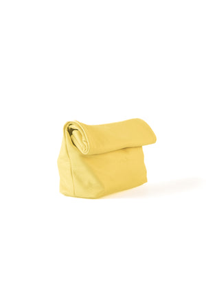 Delhi, large clutch in yellow leather