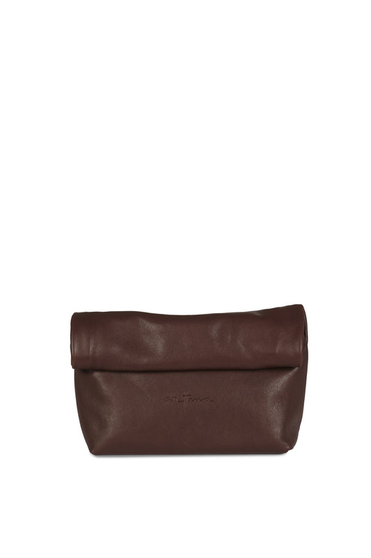 Delhi S, clutch de cuero granate oscuro