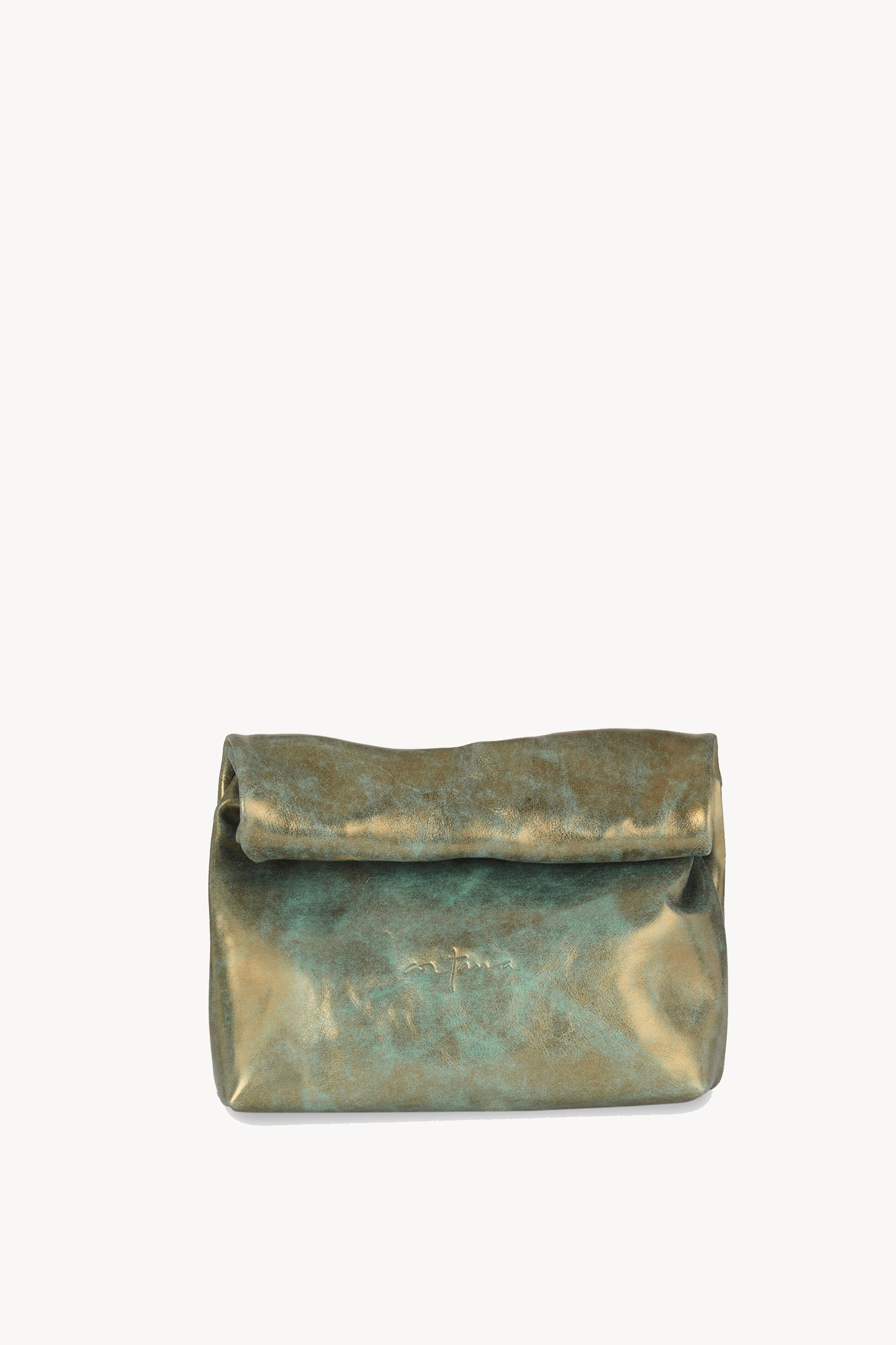 Delhi S, turquoise bronze leather clutch