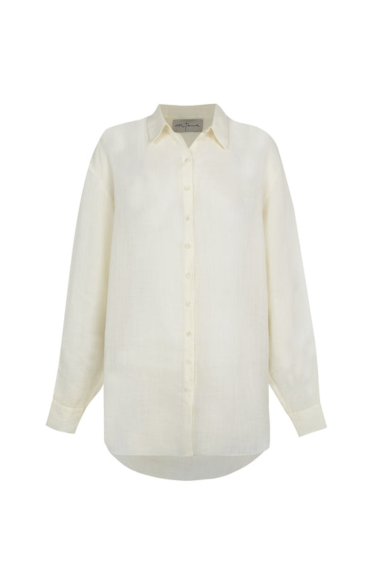 Dennis, camisa oversize de ramio marfil