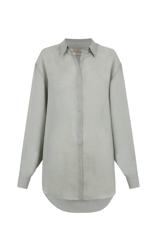 Dennis, sky blue oversized ramie shirt
