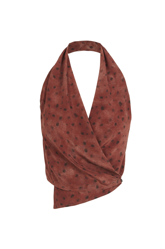 Etna, dot print silk top