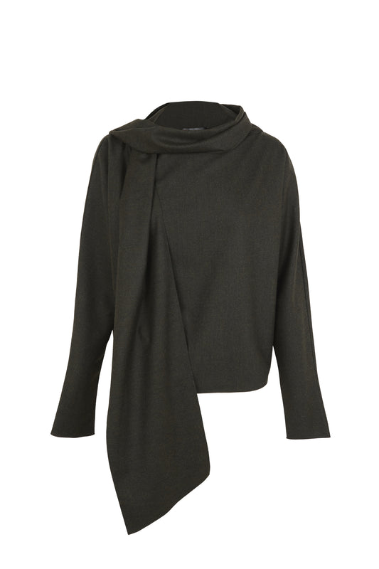 Fabula, top de lana virgen verde oscuro