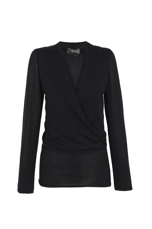 Fio, black cashmere cardigan