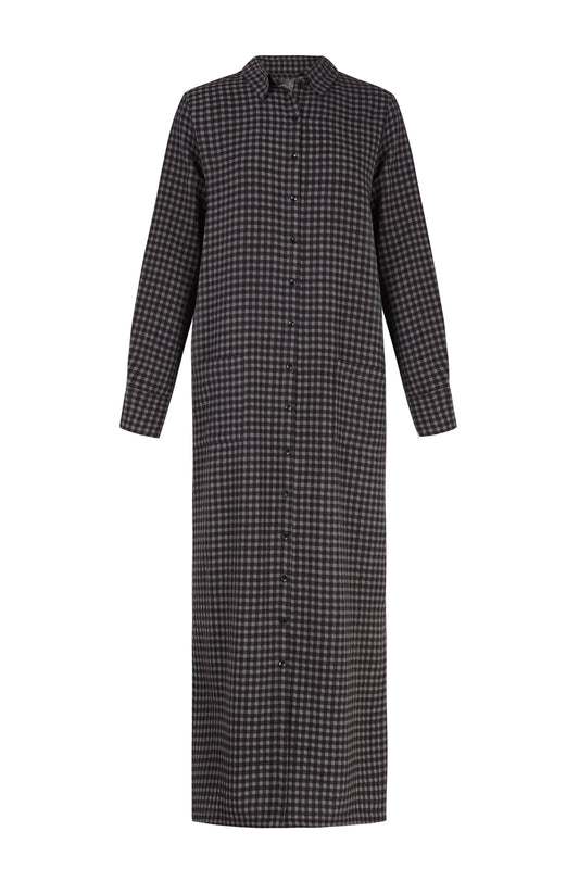 Fred, gray checked shirt dress