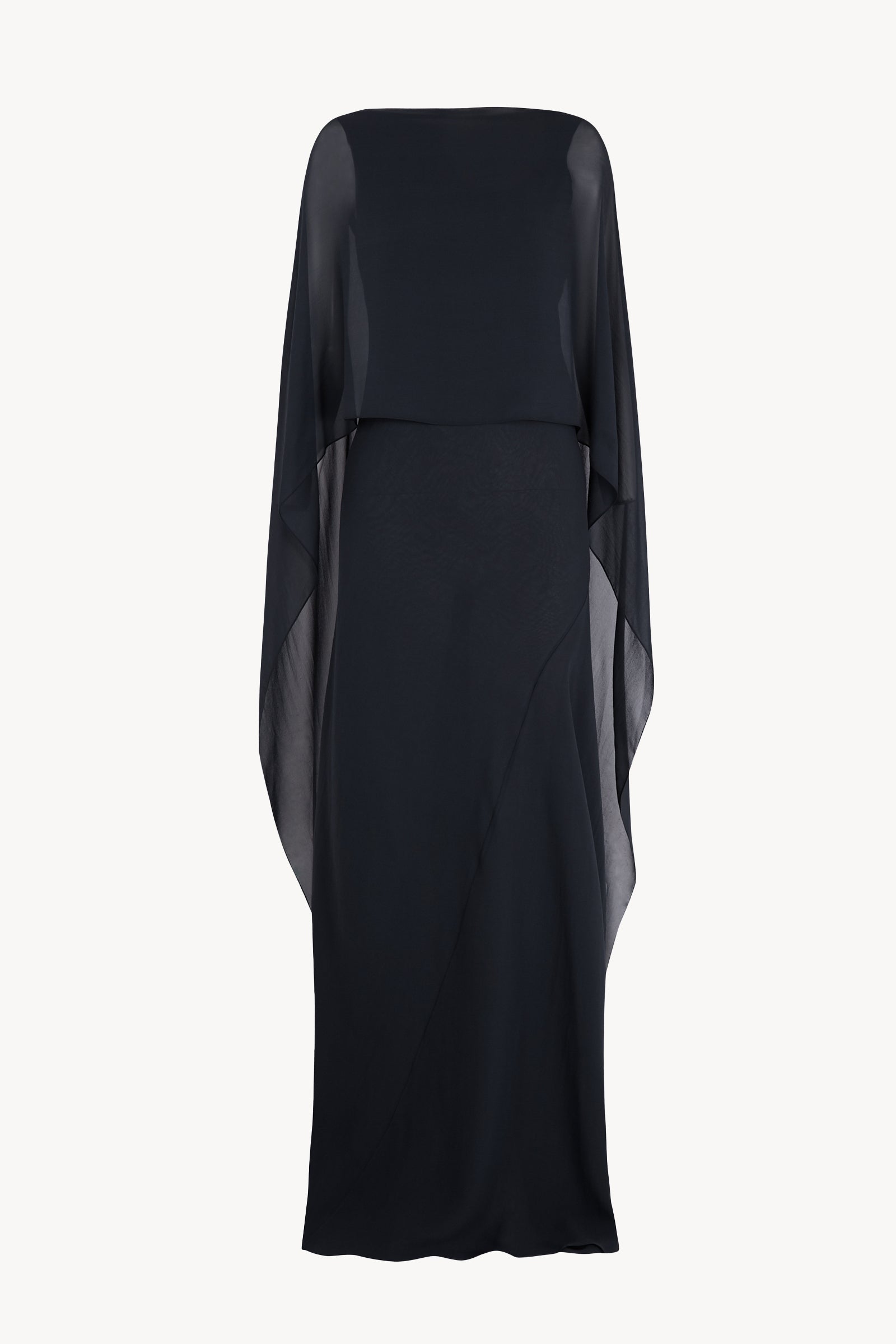 Galea, dressed in a dark navy blue silk cape