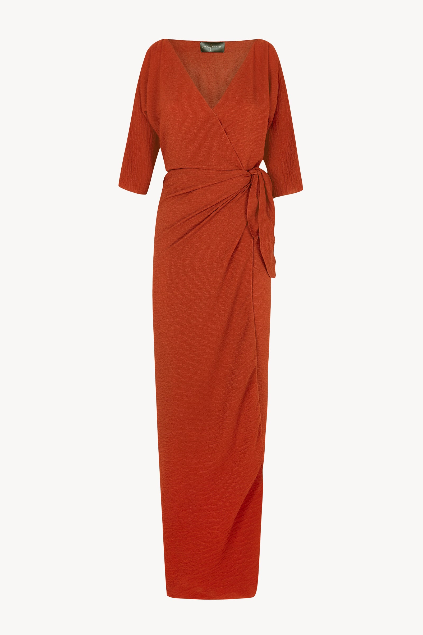 Genara, vermilion silk dress