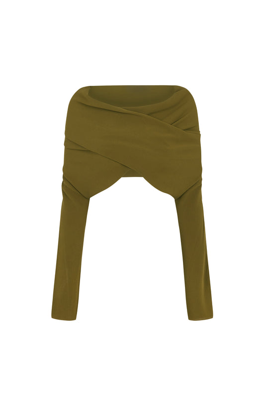 Georgia, moss green silk jacket