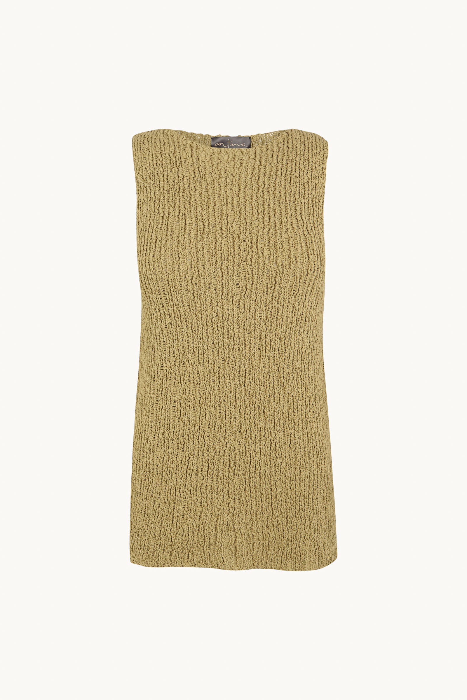 Gina, matte khaki mako cotton knit top