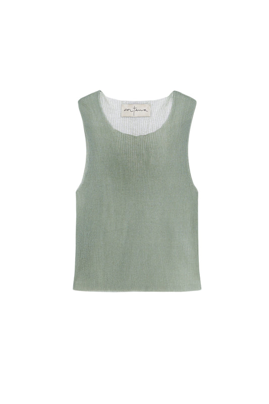 Giulia, aqua silk knit top