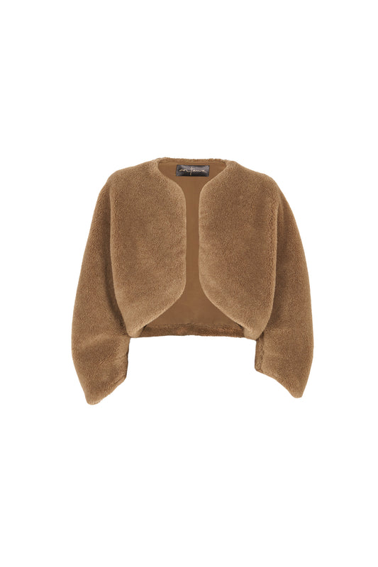 Hair, short jacket in brown wool and silk