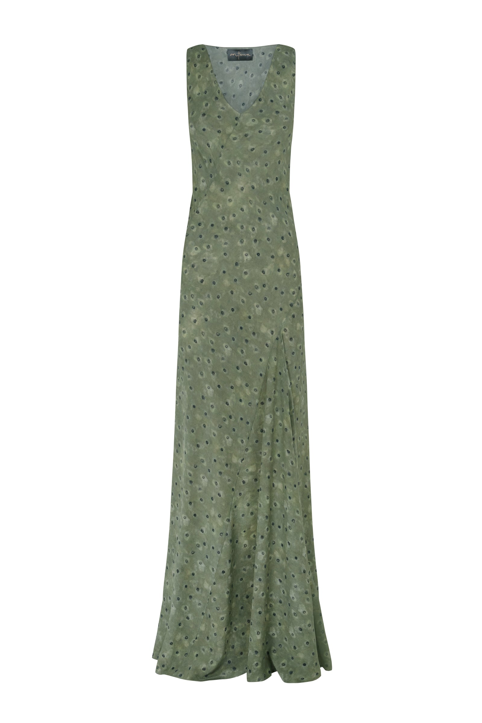 Irina, vestido largo en seda estampada