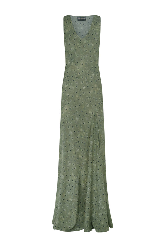 Irina, long printed silk dress