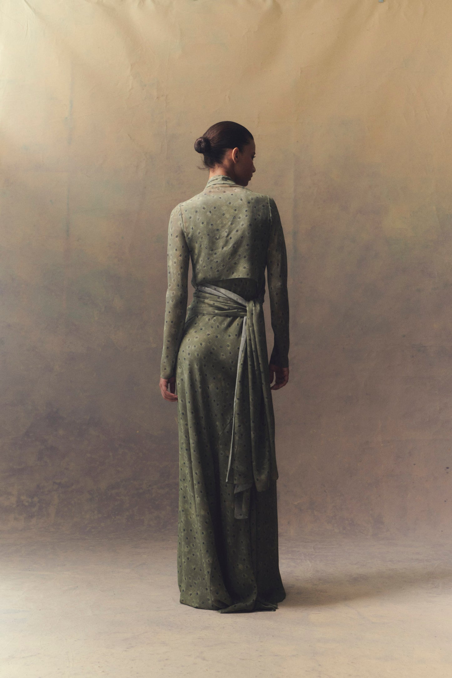 Irina, long printed silk dress