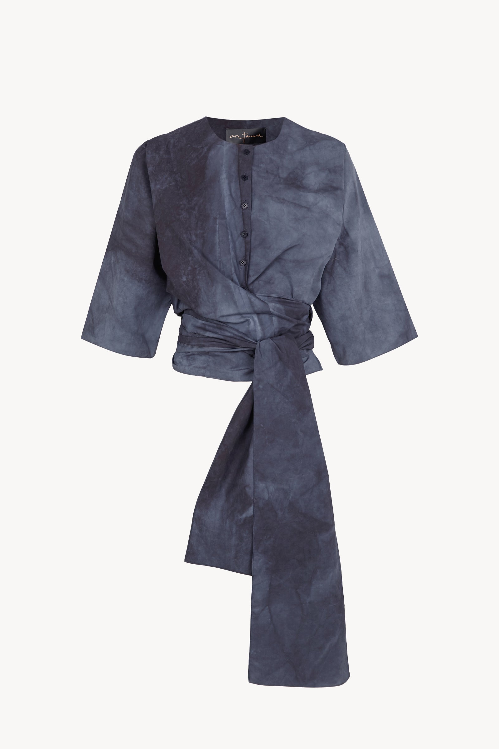 Isla, fade navy cotton poplin shirt
