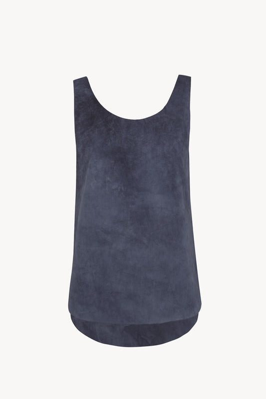 Isla, fade navy cotton poplin top