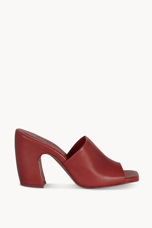Janis, crimson red leather mules