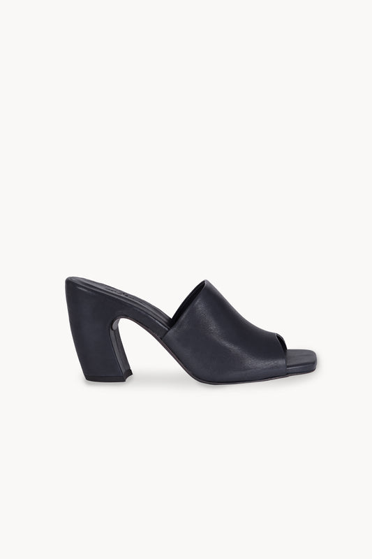 Janis, navy blue leather mules