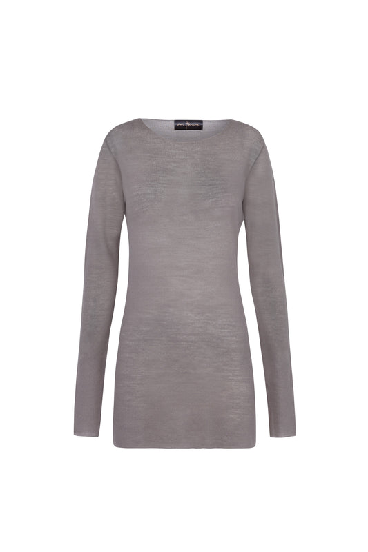 Jen, top en lana virgen gris