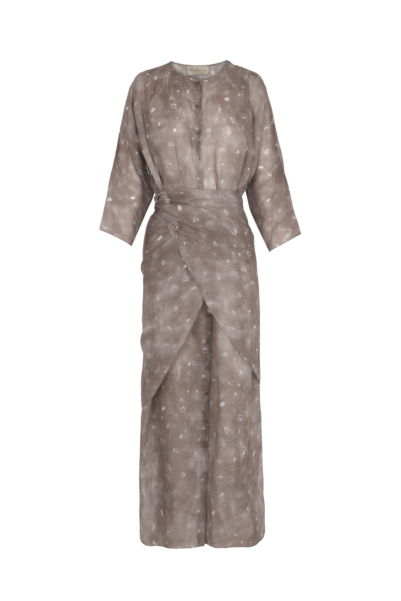 Jill, vestido midi de ramio ayaz print