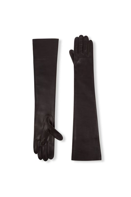 Jin, hazelnut long leather gloves