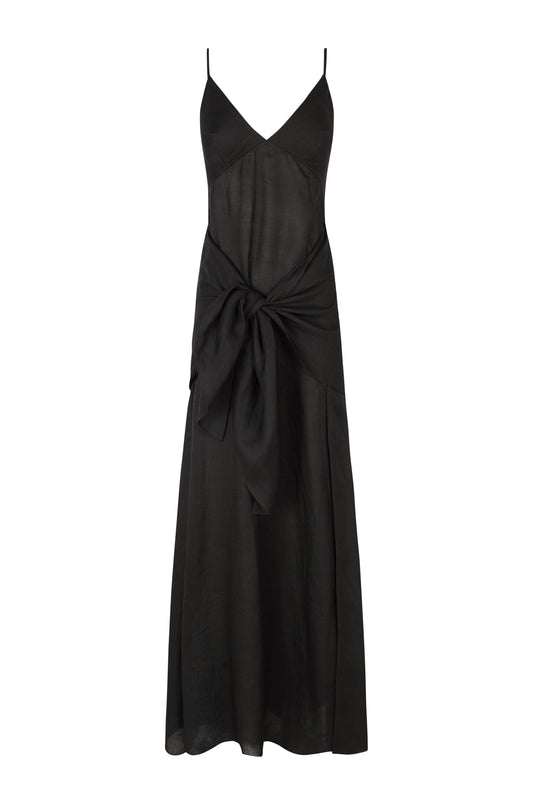 Juliana, smoke gray ramie dress