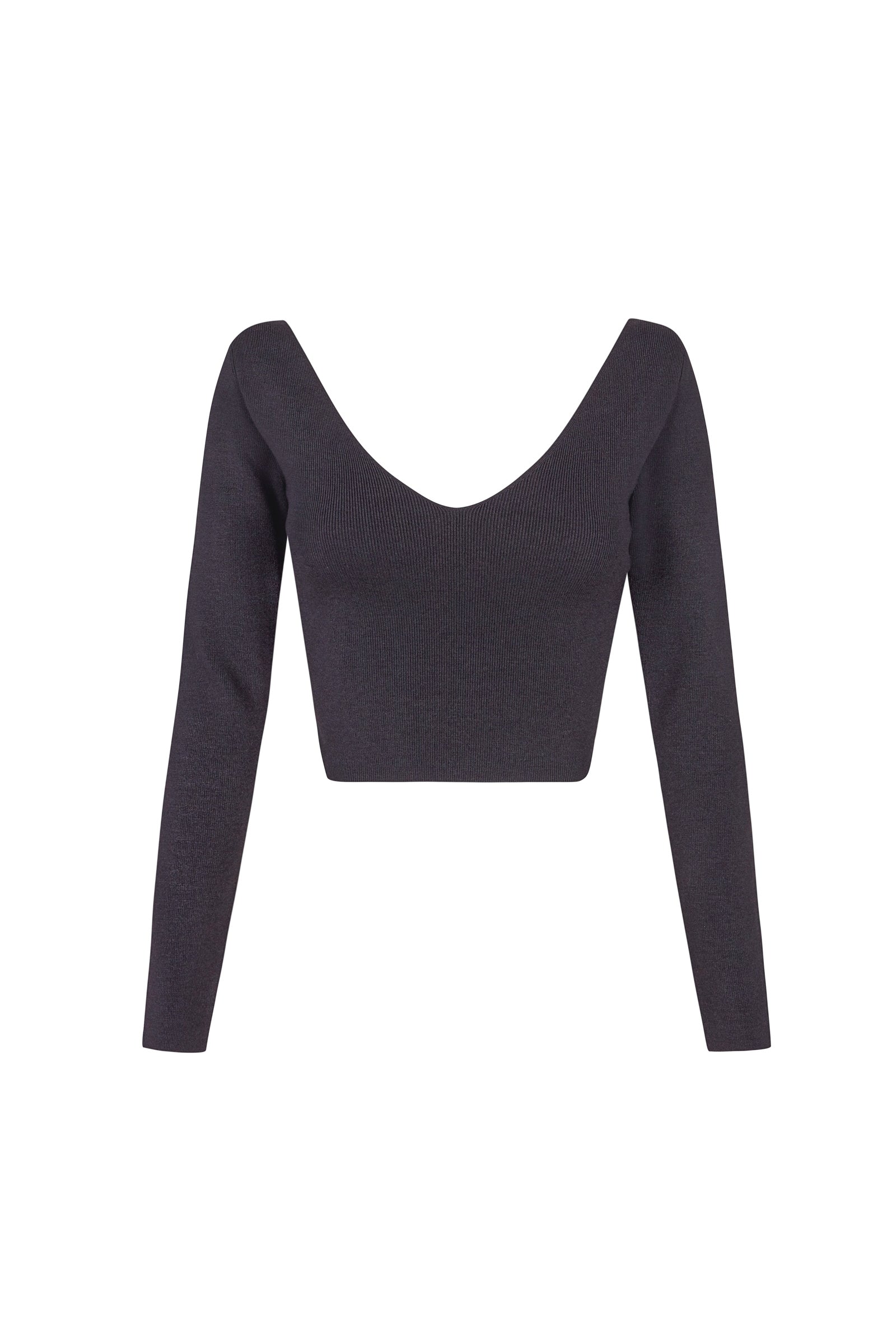 Kiiro, crop top en punto de seda negro