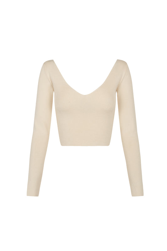 Kiiro, ivory silk knit crop top