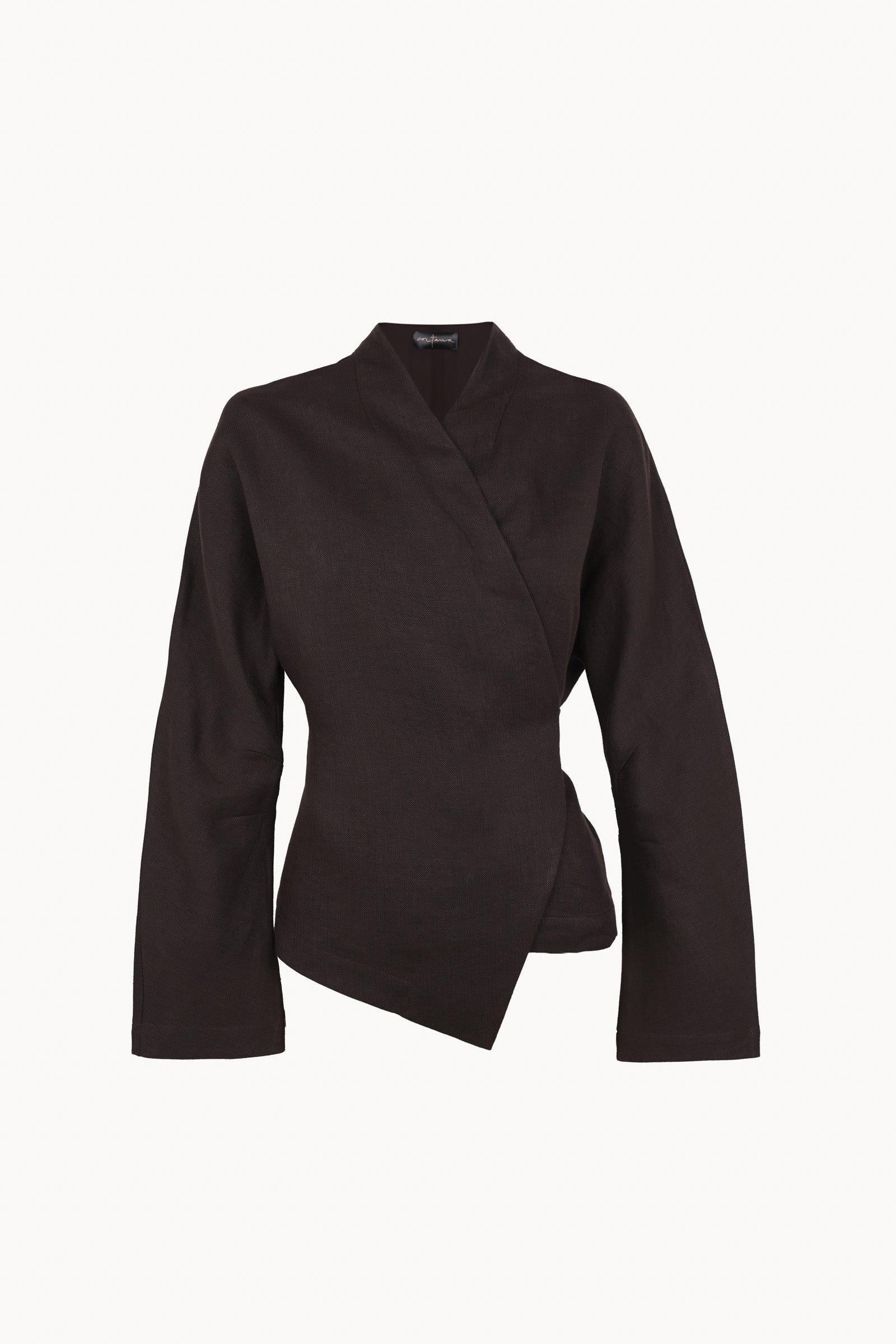 Kyo, burgundy brown linen and wool jacket
