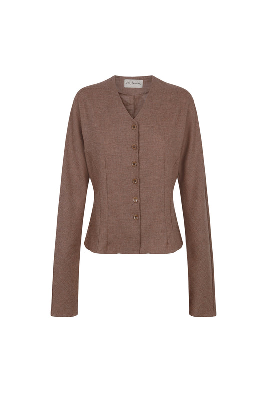 Lanna, chaqueta en lana virgen y cachemir cappuccino