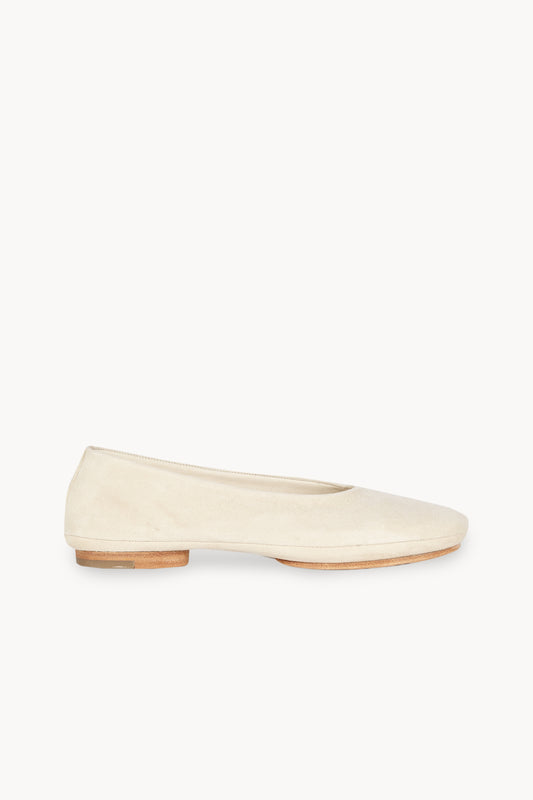 Lara, ivory suede ballerina