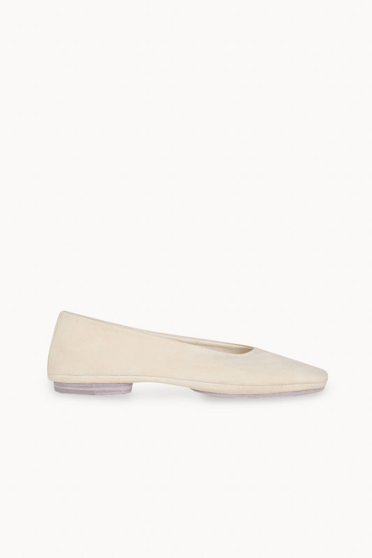 Lara, ecru suede ballerina