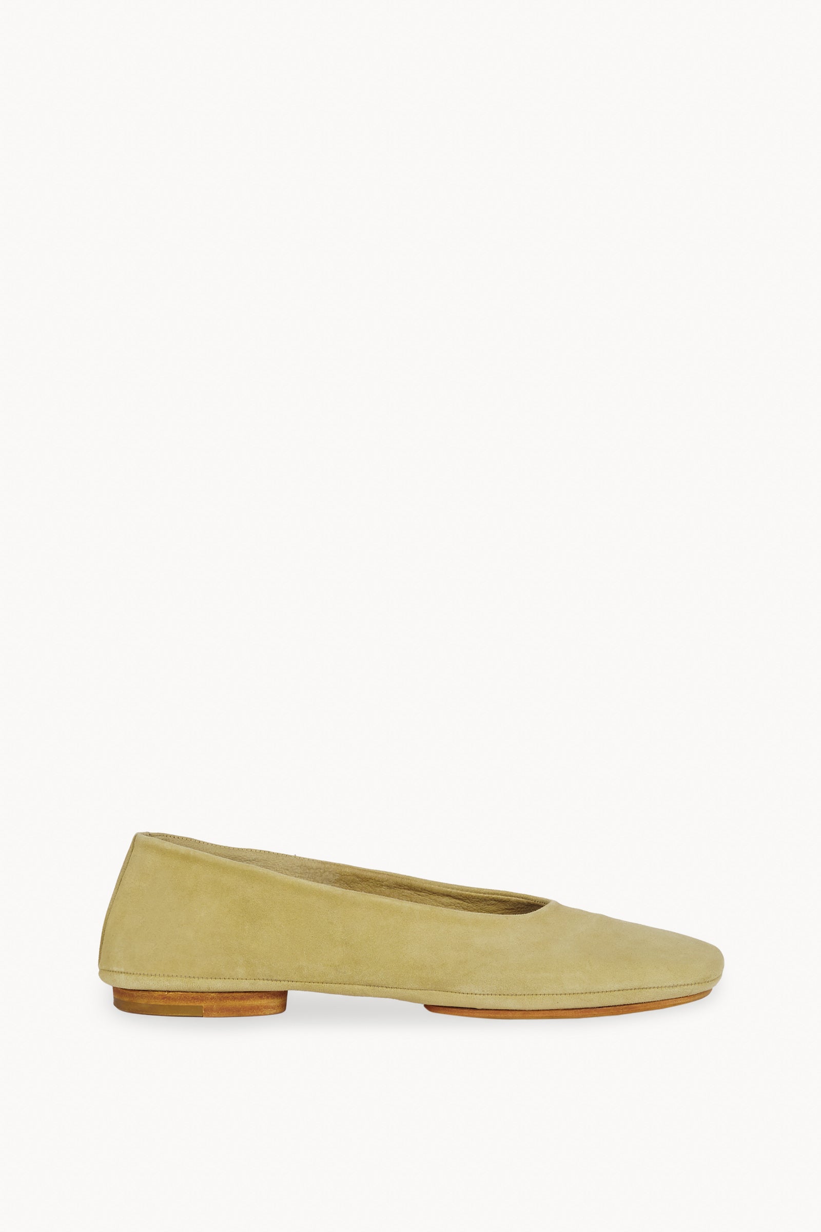 Lara, matte khaki suede ballerina