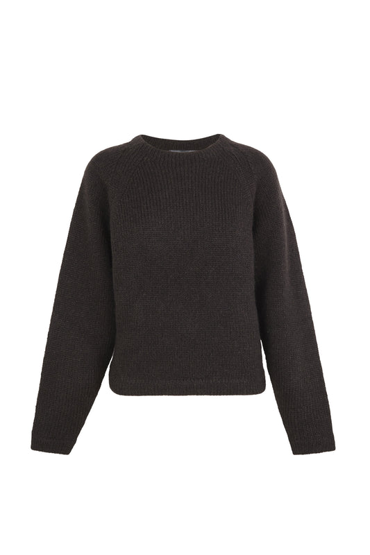 Lina, jersey en baby alpaca y lana merino marron