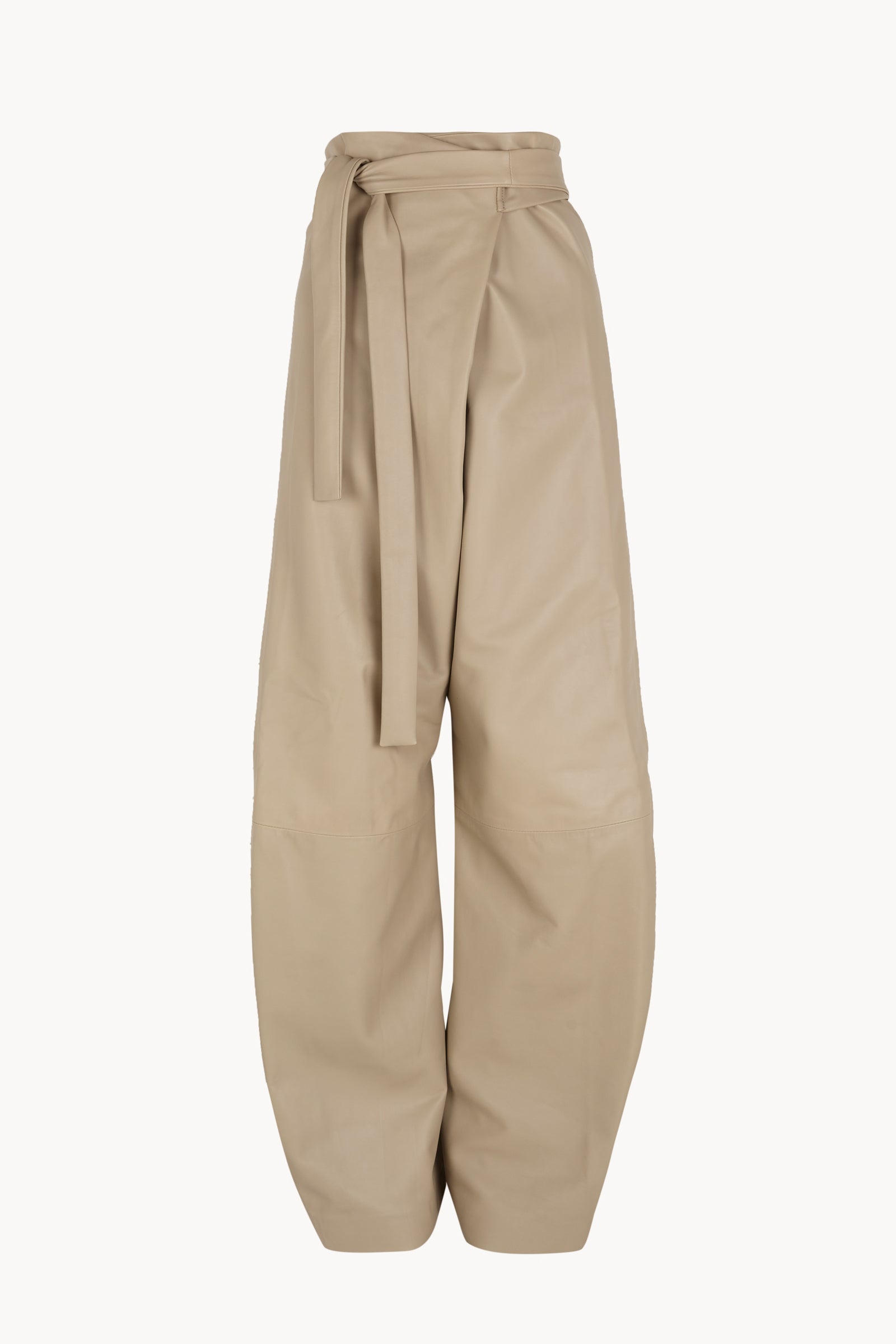 Lira leather, beige leather trousers