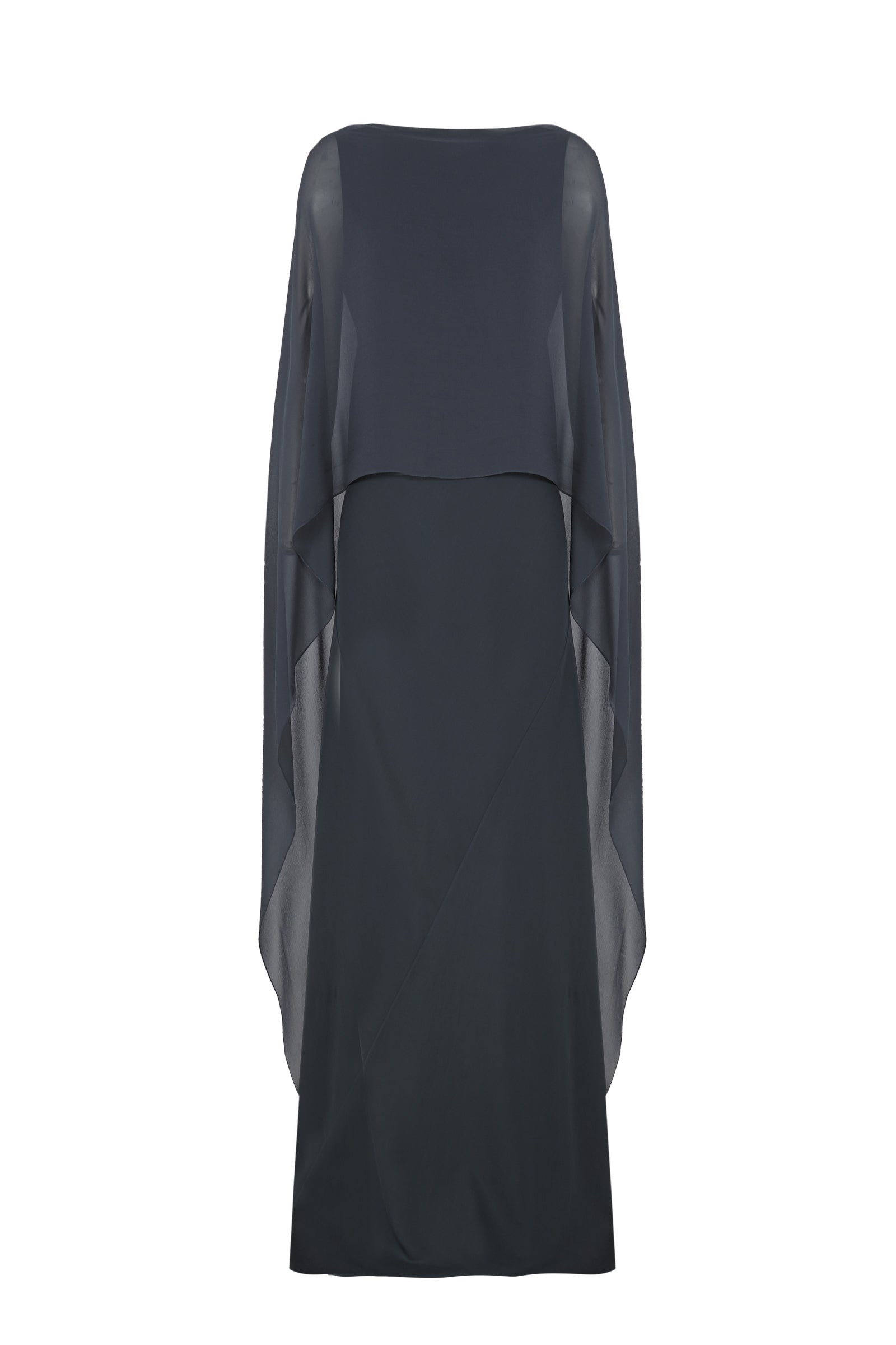 Luana, vestido de seda azul petroleo