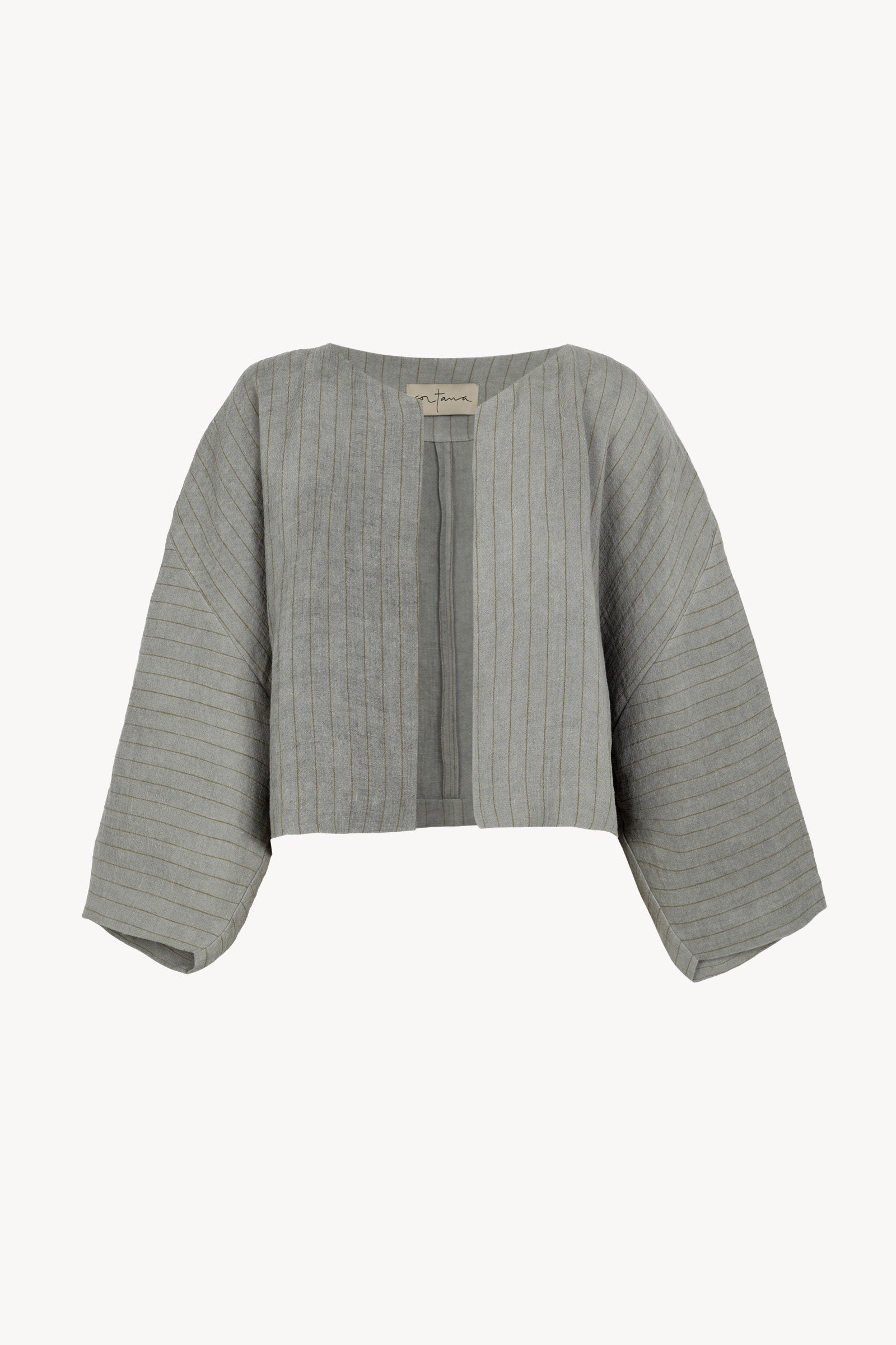 Lupe, chaqueta de lino de rayas azul cielo
