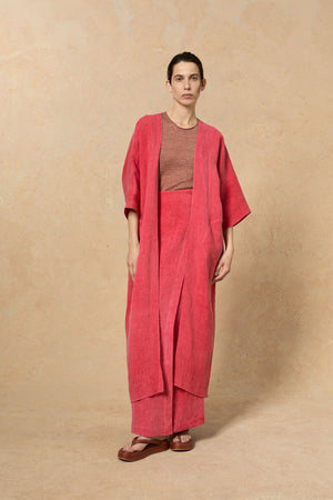 Lupe, pink striped maltinto linen coat