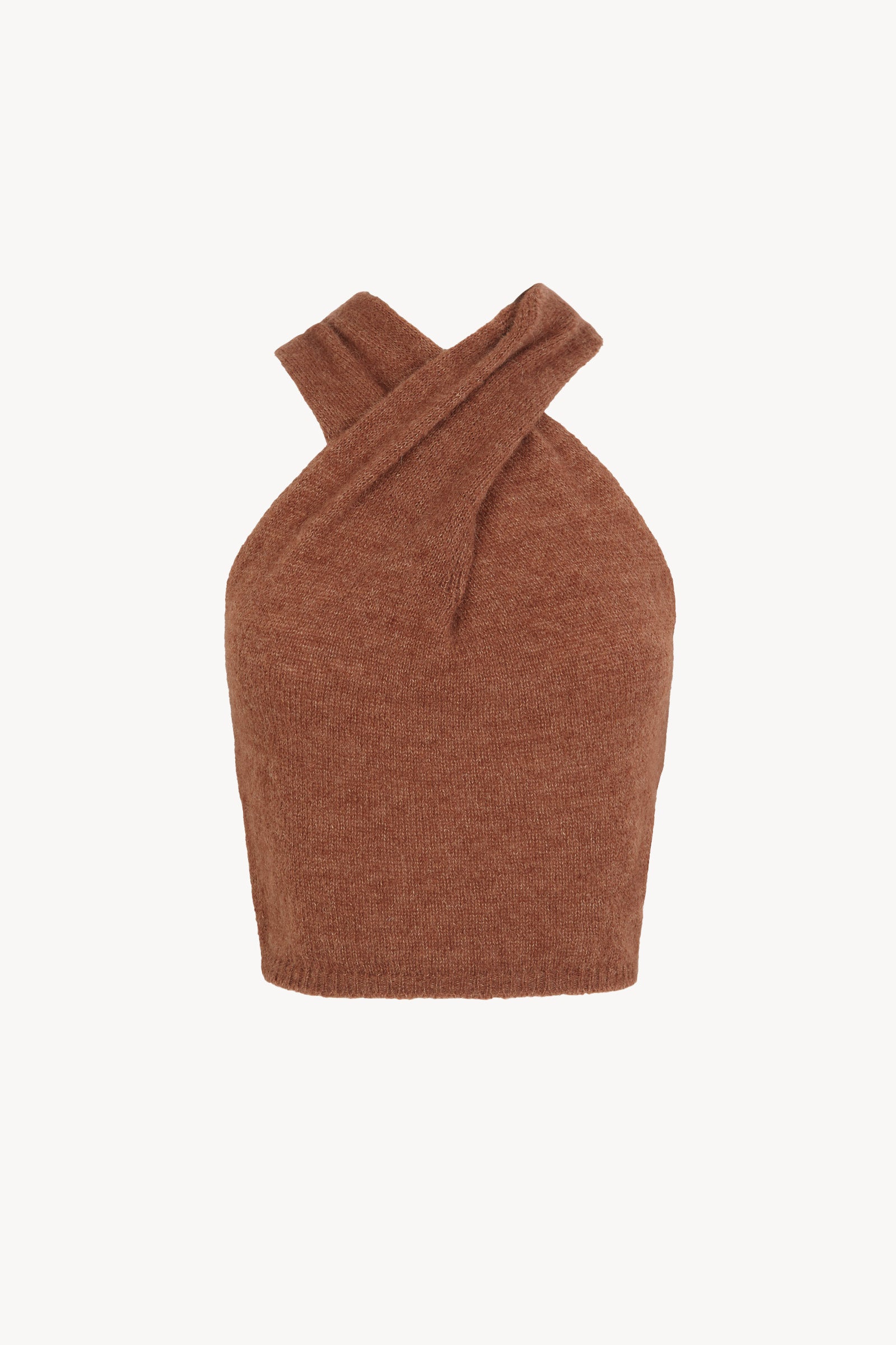 Lux, light brown knit halter top