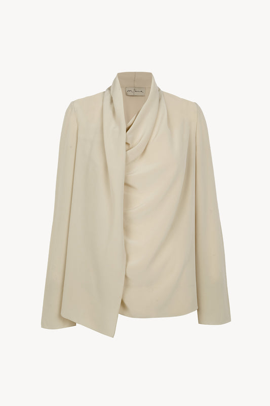 Lyra, beige asymmetric silk blouse