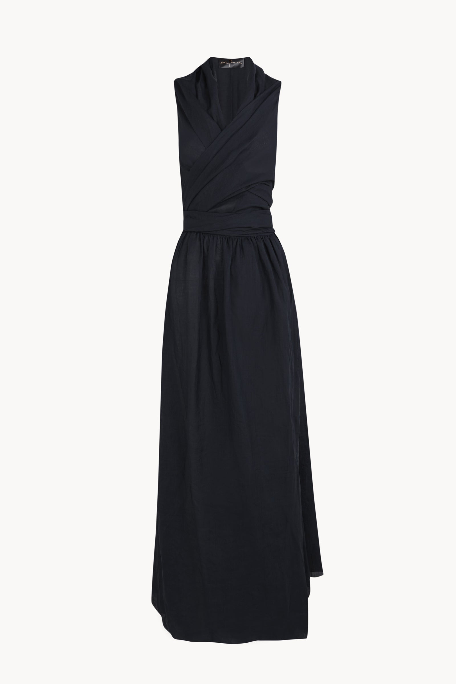 Mar, pure navy ramie wrap dress