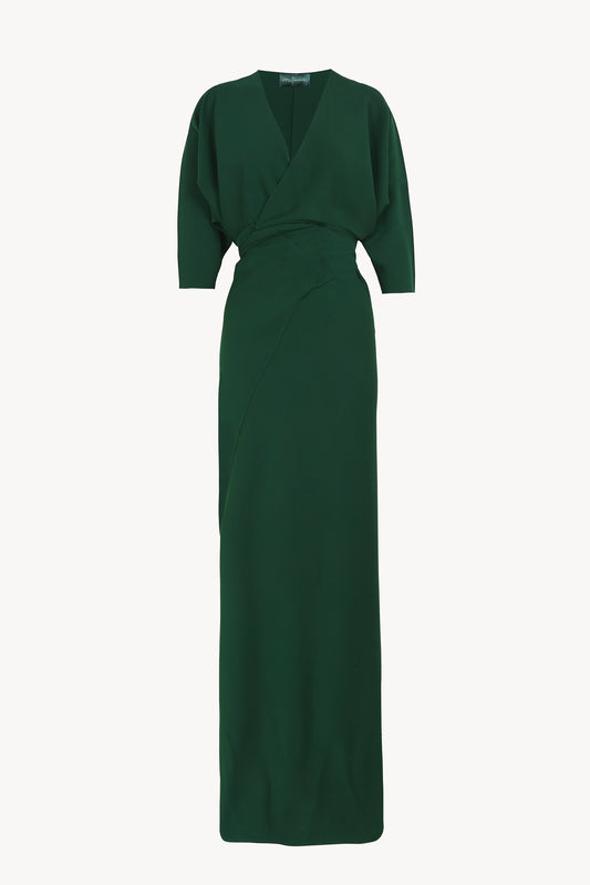 Mara, vestido largo de seda esmeralda