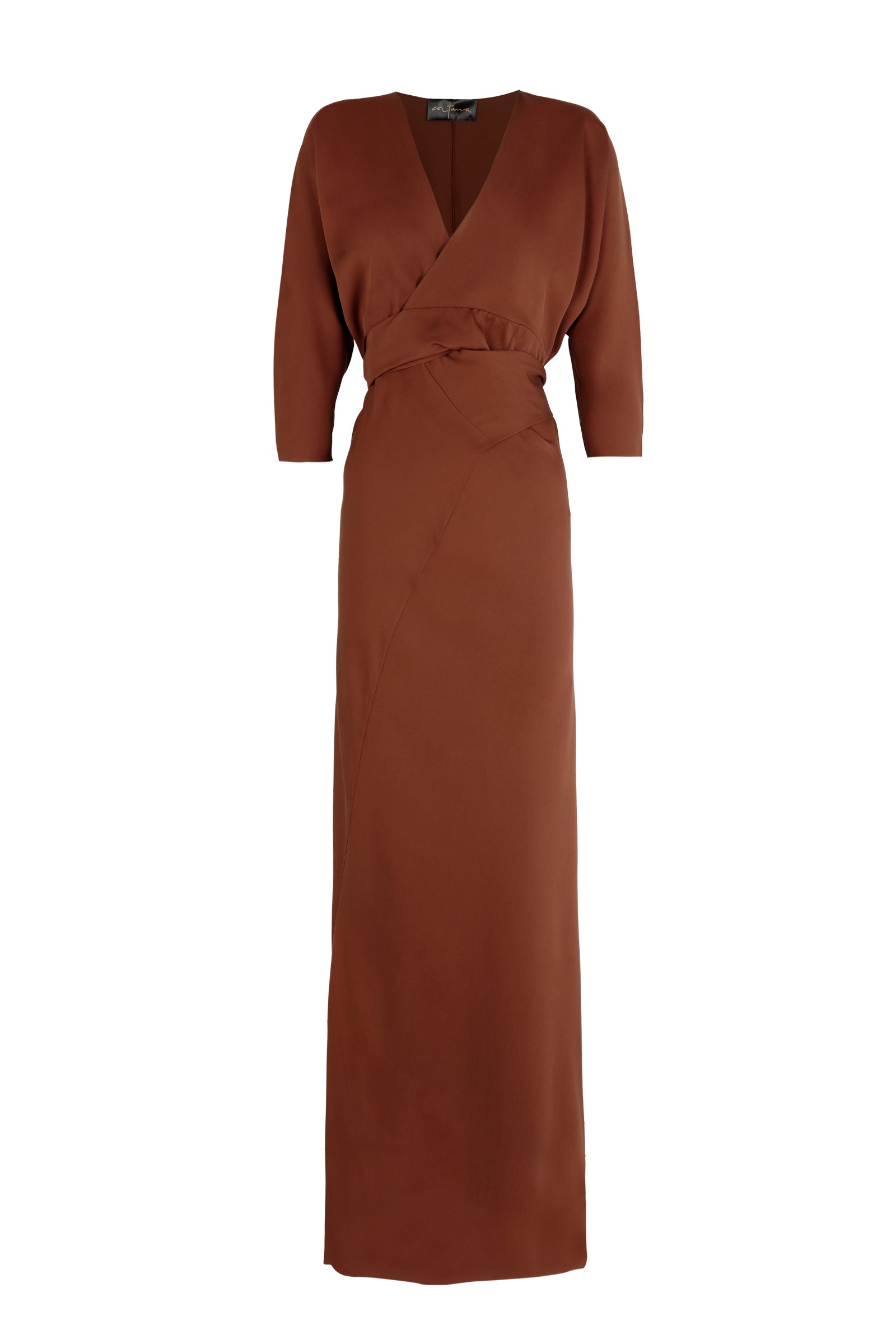 Mara, vestido largo de seda rojo oscuro