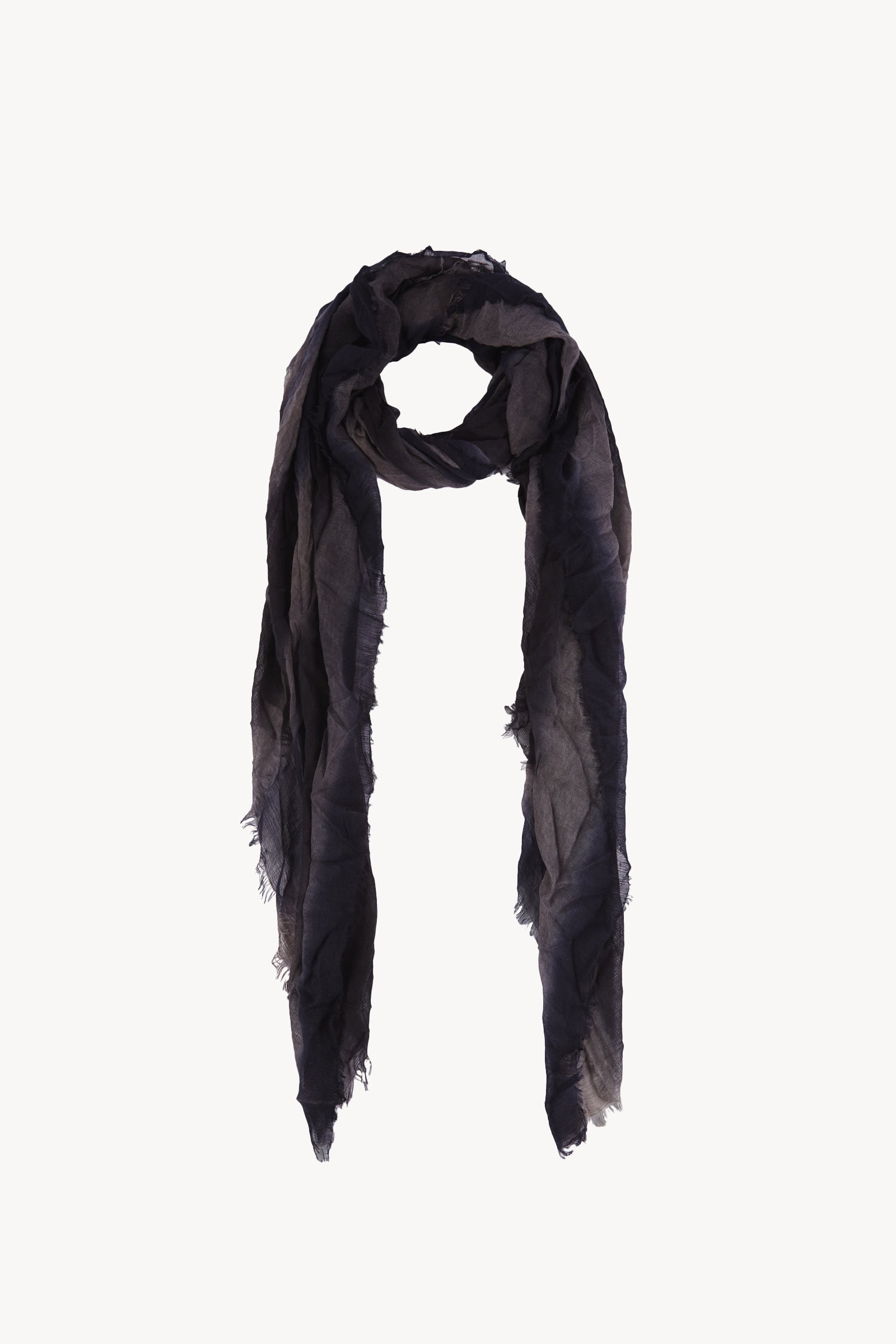 Marc, blue and black striped scarf in cashmere and silk