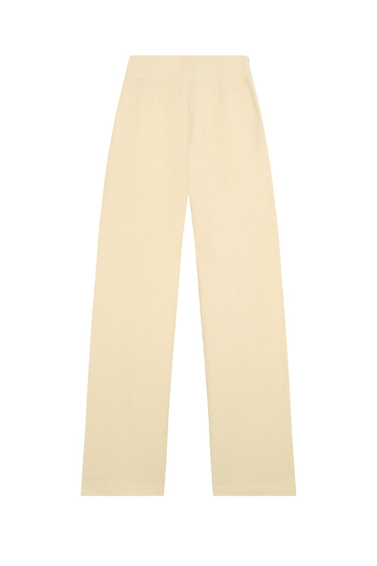 Margot, pantalon en lino y lana virgen vainilla